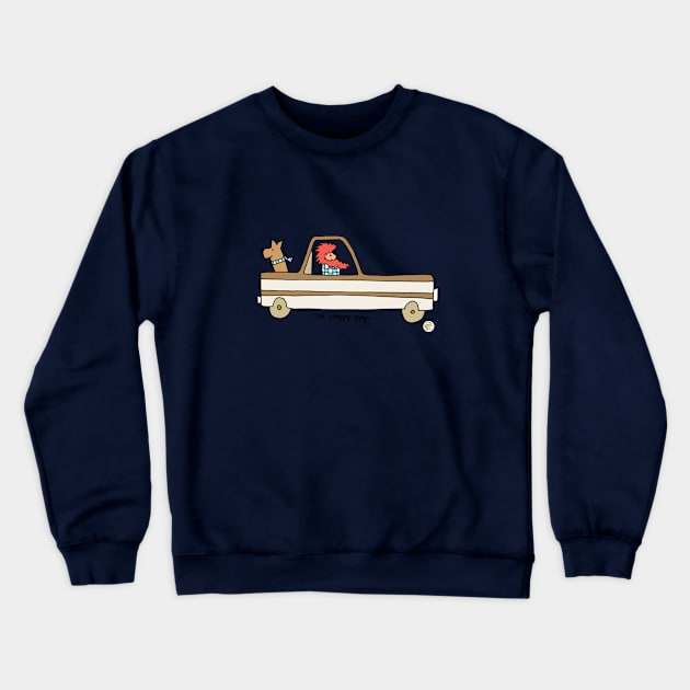 pick-up truck cartoon dude with dog Crewneck Sweatshirt by Mellowdays